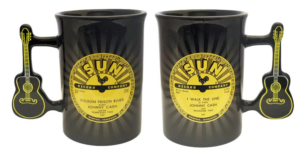 Sun Record Label I Walk The Line Johnny Cash 16oz Mug with Guitar Handle